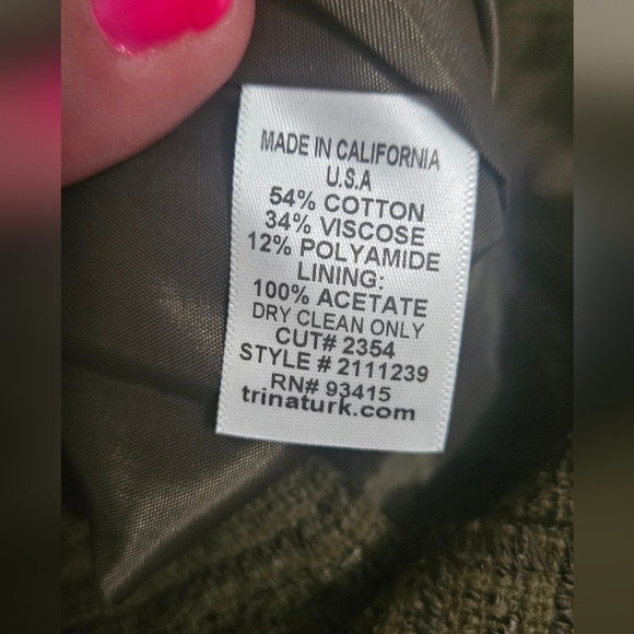 TRINA TURK Cora Strapless Tweed Sheath Dress. Olive. Size 2 NWT - Picture 8 of 16